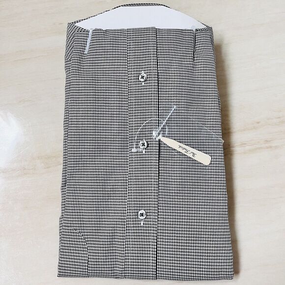 Paul Fredrick Houndstooth Black Dress Shirt 16-32 Imperial 100’s 2 Ply Cotton Do - Picture 4 of 5